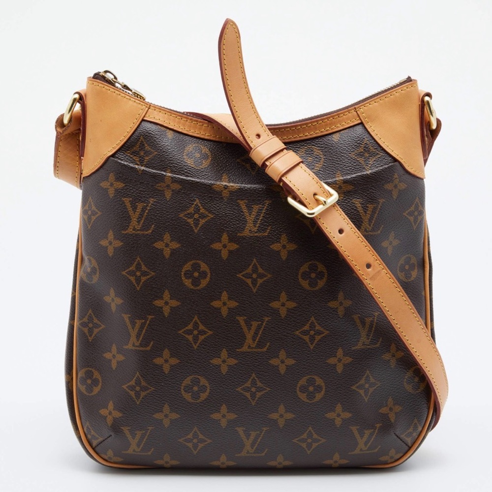 Louis Vuitton Brown Monogram  Canvas Odeon MM Crossbody with Vachetta Trim
